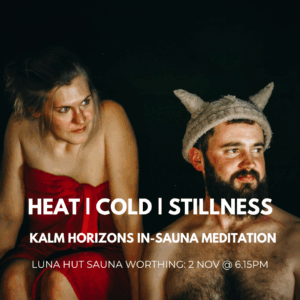 People Meditating in a sauna for the Kalm Horizons collaboration with Luna Hut in Worthing